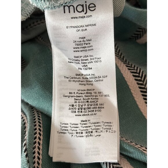 MAJE Jumpsuit Size 34 /XS Cap Sleeve Long Pant Pockets Textured Cotton V Neck Ca - Picture 11 of 11